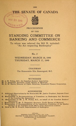 PROCEEDINGS OF CANADA PARLIAMENT SENATE STANDING COMMITTEE ON BANKING, TRADE AND COMMERCE