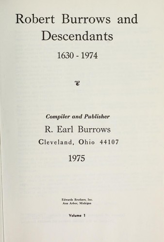 Robert Burrows and descendants, 1630-1974