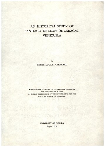 An historical study of Santiago de Leon de Caracas, Venezuela