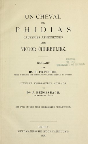 Un cheval de Phidias, causeries athe niennes