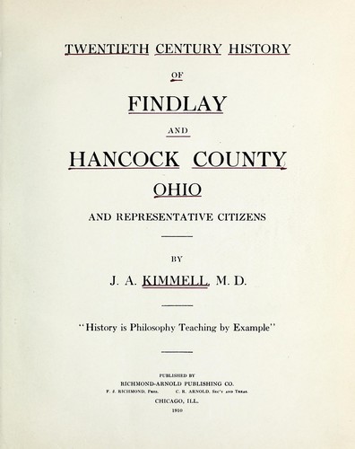 Twentieth century history of Findlay and Hancock County and representative citizens