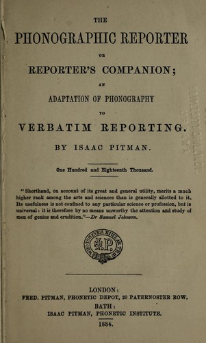 The phonographic reporter; or, Reporter's companion