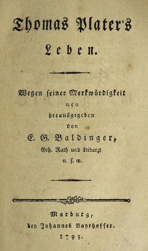 Thomas Plater's Leben