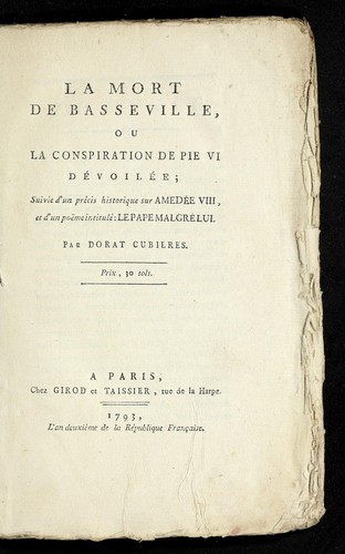 La mort de Basseville, ou, La conspiration de Pie VI de voile e