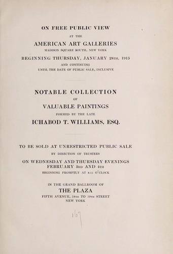 Notable collection of valuable paintings: Part I.