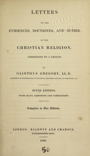 Letters on the evidences, doctrines and duties of the Christian religion