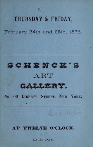 [Catalogue of pictures]