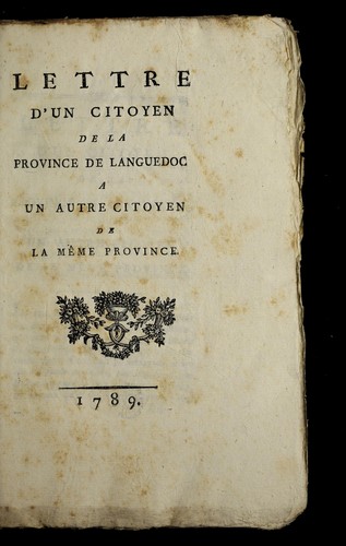 Lettre d'un citoyen de la province de Languedoc