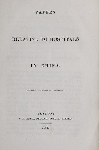 Papers relative to hospitals in China