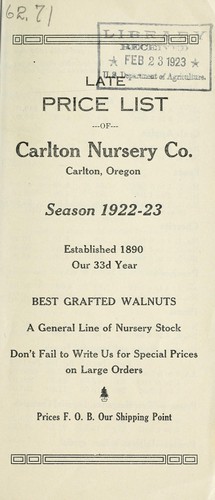 Late price list of Carlton Nursery Co
