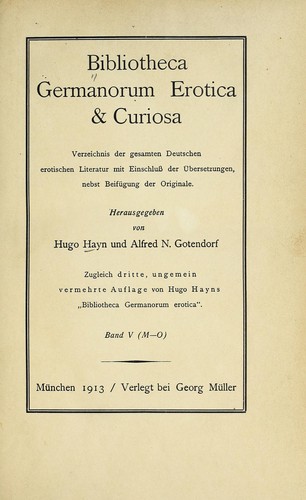 Bibliotheca Germanorum, erotica & curiosa