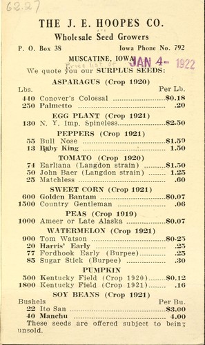 We quote you our surplus seeds