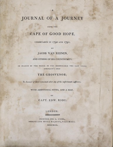 A journal of a journey from the Cape of Good Hope, undertaken in 1790 and 1791