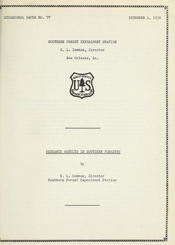 Research results in southern forestry