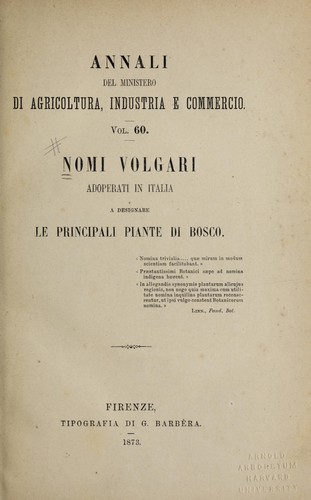 Nomi volgari adopterati in Italia a designare le principali piante di bosco