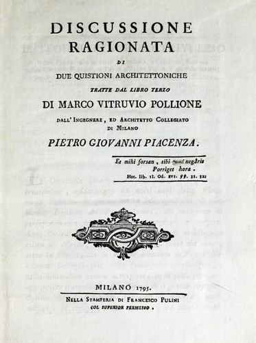 Discussione ragionata di due quistioni architettoniche