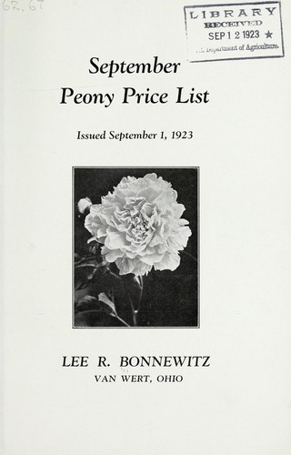 September peony price list, issued September 1st, 1923