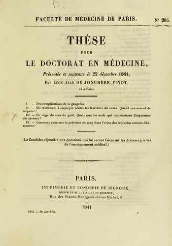 Th©·se pour le doctorat en m©♭decine