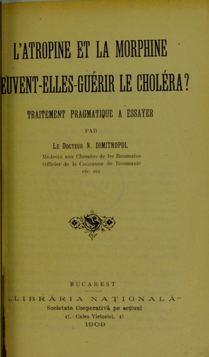 L'atropine et la morphine peuvent-elles-guerir le cholera?