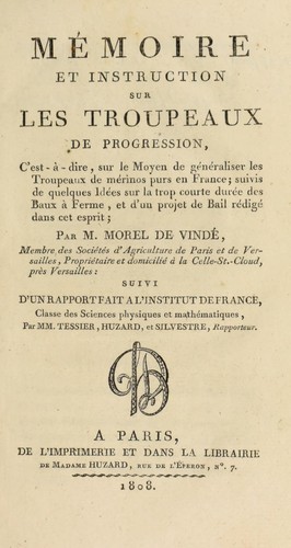 M©♭moire et instruction sur les troupeaux de progression