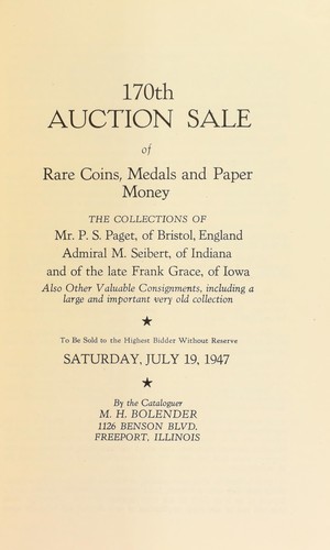 170th auction sale of rare coins, medals, and paper money