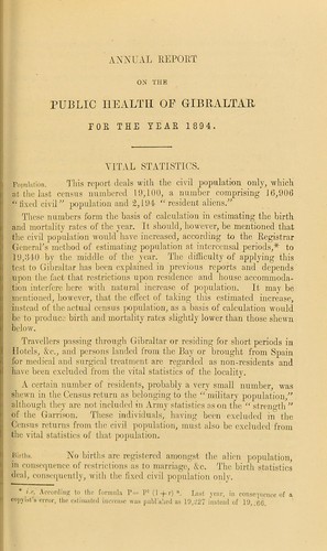 Annual report on the public health of Gibraltar for the year 1894