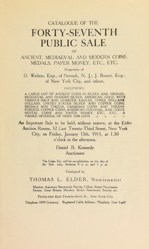 Catalogue of the forty-seventh public sale ... the properties of D. Walters ... J. Barnet ...