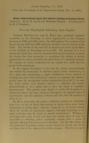Some observations upon the test for choline in human blood