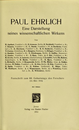 Paul Ehrlich, eine Darstellung seines wissenschaftlichen Wirkens