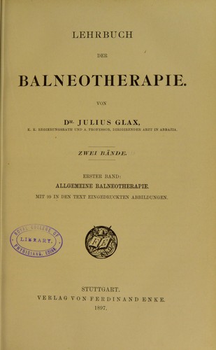 Lehrbuch der Balneotherapie
