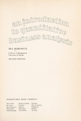 An introduction to quantitative business analysis. --