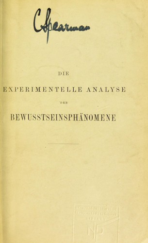 Die experimentelle Analyse der Bewusstseinsph©Þnomene