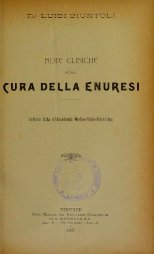 Note cliniche sulla cura della enuresi
