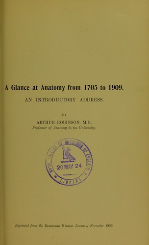 A glance at anatomy from 1705 to 1909