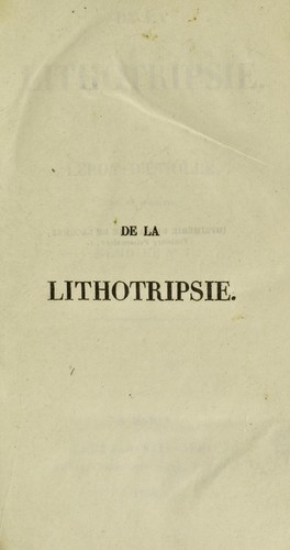 De la lithotripsie par Leroy-D'©tiolle, ....