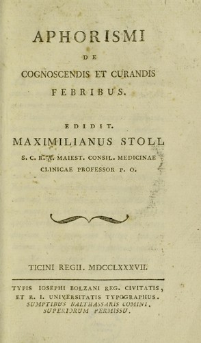 Aphorismi de cognoscendis et curandis febribus