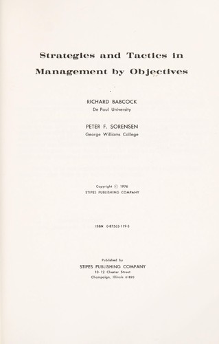 Strategies and tactics in management by objectives