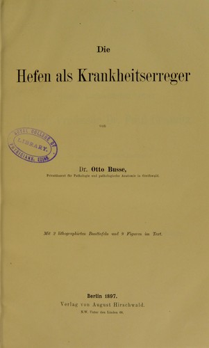 Die Hefen als Krankheitserreger