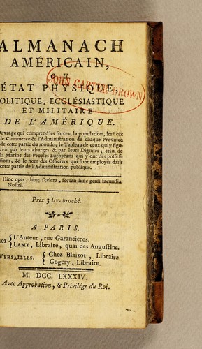 Almanach américain, ou État physique, politique, ecclésiastique et militaire de l'Amérique