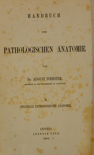 Handbuch der pathologischen Anatomie