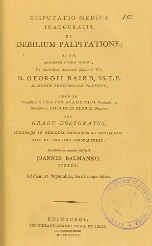 Disputatio medica inauguralis, de debilium palpitatione ...
