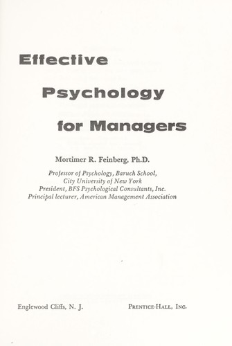 Effective psychology for managers