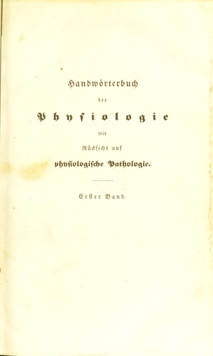Handw©œrterbuch der physiologie