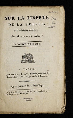 Sur la liberte  de la presse