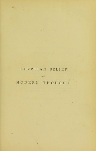 Egyptian belief and modern thought