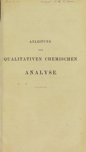 Anleitung zur qualitativen chemischen Analyse