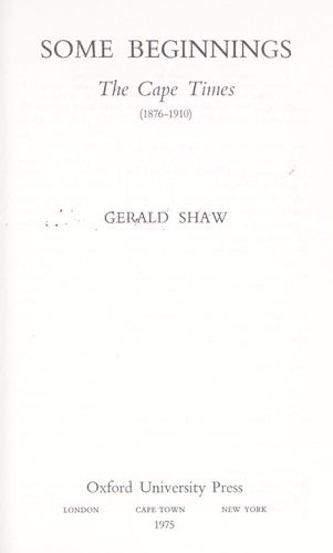 Some beginnings : the 'Cape Times' (1876-1910)