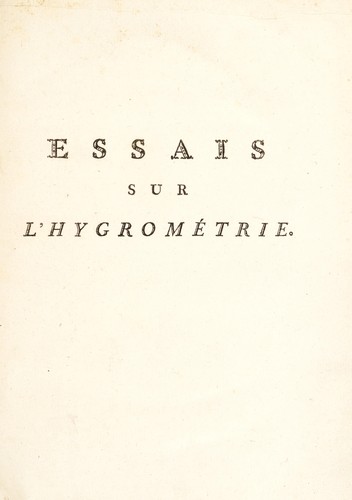 Essais sur l'hygrom©♭trie