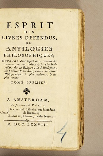 Esprit des livres défendus, ou Antilogies philosophiques