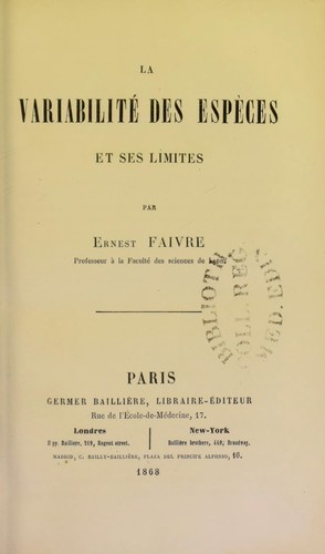 La variabilit©♭ des esp©·ces et ses limites